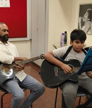 Guitar student aspire music kknagar chennai.