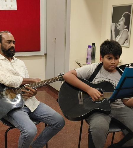 Guitar student aspire music kknagar chennai.